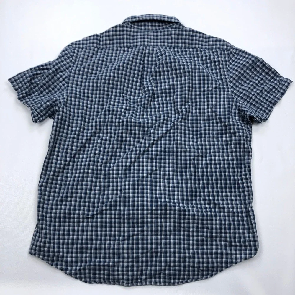 Polo Ralph Lauren Mens XL Indigo Oxford Plaid Short Sleeve Button Down Shirt